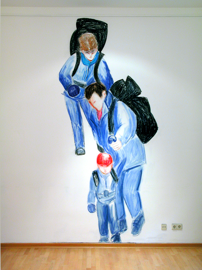 DRAUSSEN, Pastellkreide, Tagungsraum Kolpingbildungswerk, Coesfeld, 2003