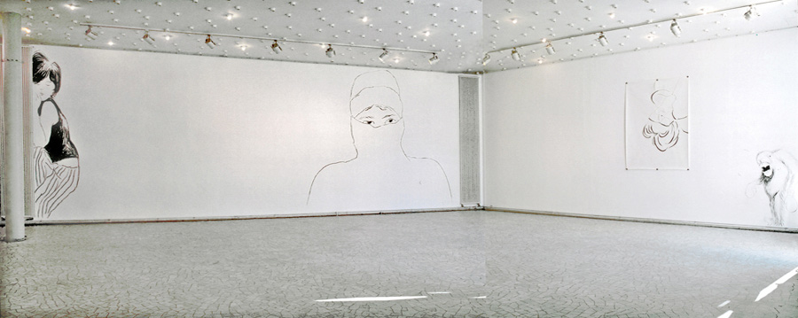 POINT OF VIEW, Kohlestift//Wand/Papier, Ausstellungsreihe 'in situ', Städtische Bühnen Münster, 2002