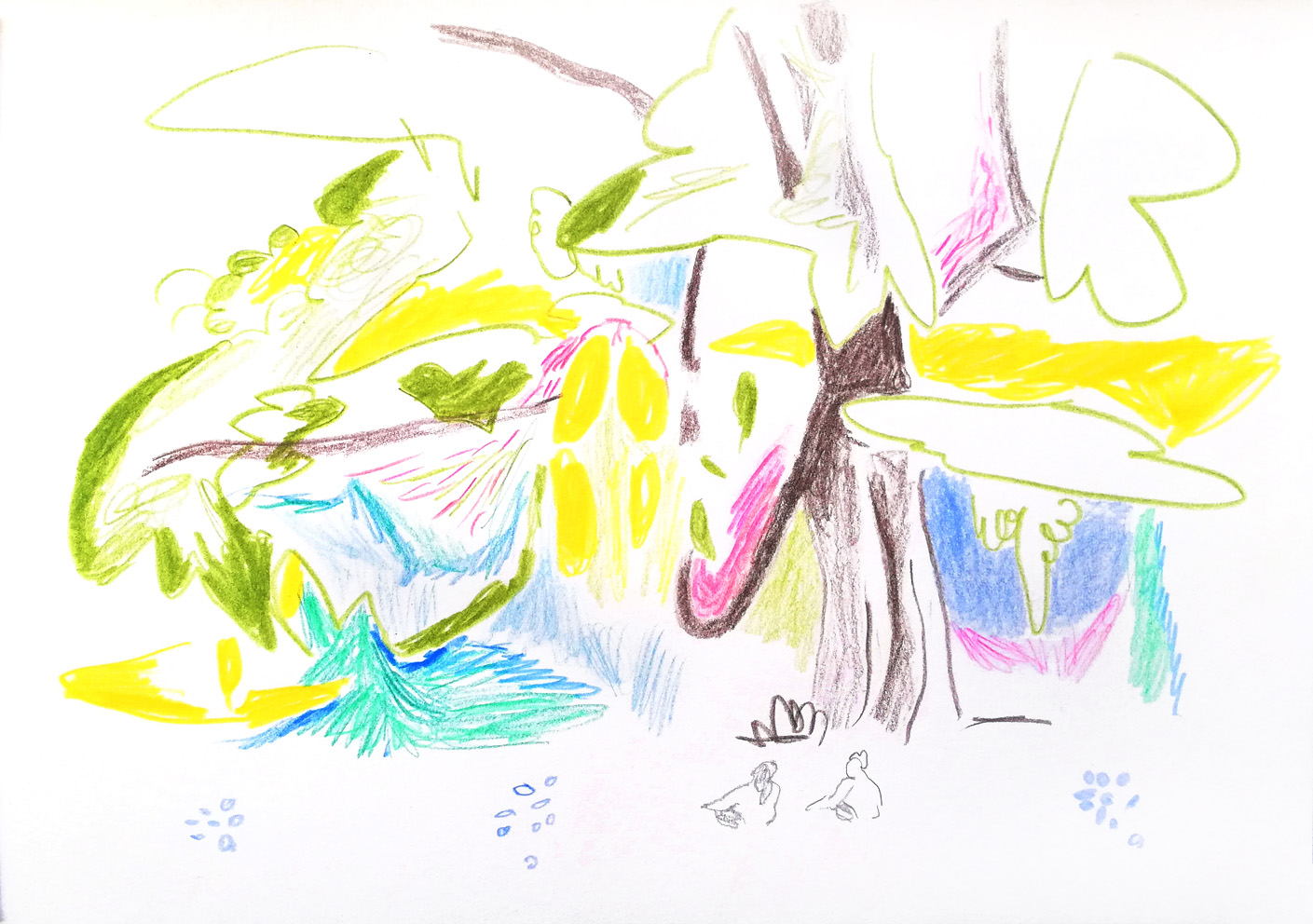Light Moment @Lake 2, 20, 8 x 29, 5cm, colored crayon/pencil/paper, 2021