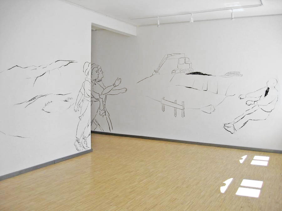ÜBER LAND, Kohlestift, Galerie im Kunsthaus, Erfurt, 2005