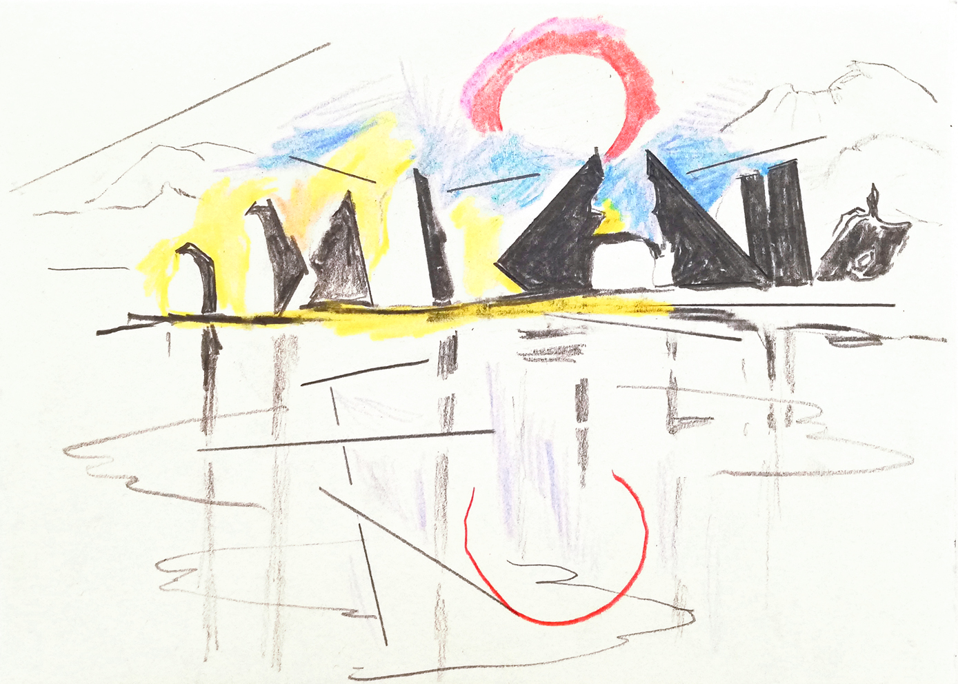 The Gate 2 , 15 x 21 cm, colored crayon, pencil/ paper, 2022